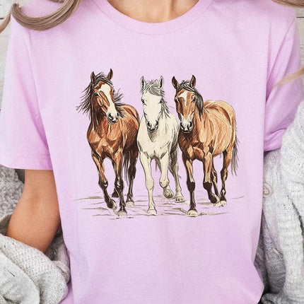 Three Horses Western Graphic Tee
