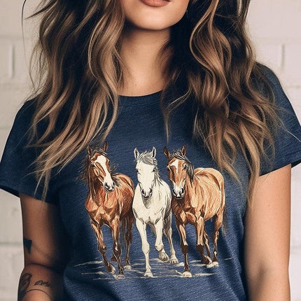 Three Horses Western Graphic Tee