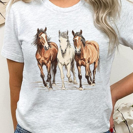 Three Horses Western Graphic Tee