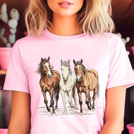 Three Horses Western Graphic Tee