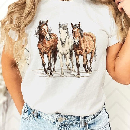 Three Horses Western Graphic Tee