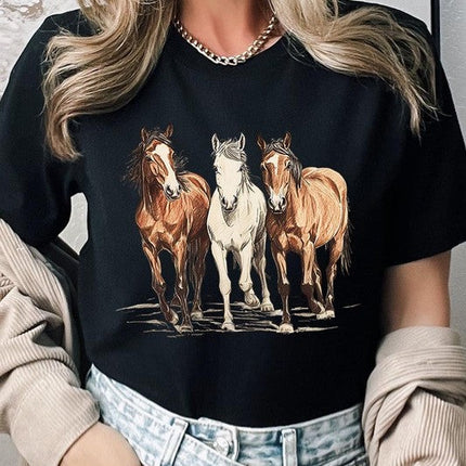 Three Horses Western Graphic Tee