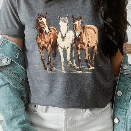 Three Horses Western Graphic Tee