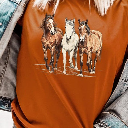 Three Horses Western Graphic Tee