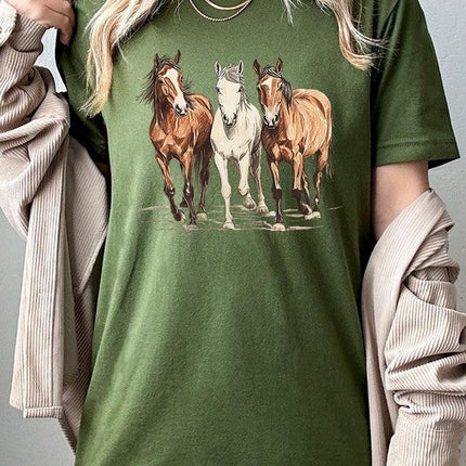 Three Horses Western Graphic Tee