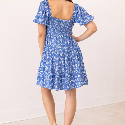 Blue Floral Babydoll Dress