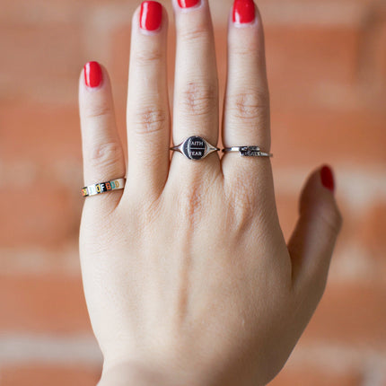 Silver Faith Over Fear Ring