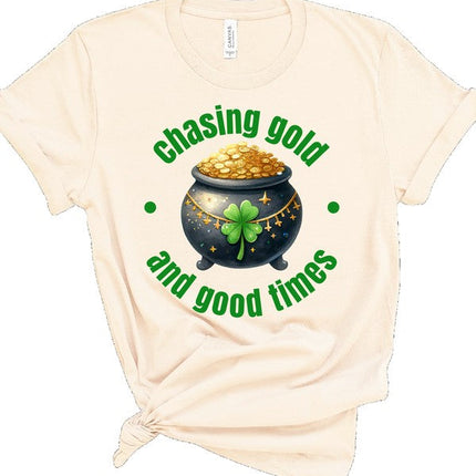 Chasing Gold and Good Times Graphic Crew Neck Tee