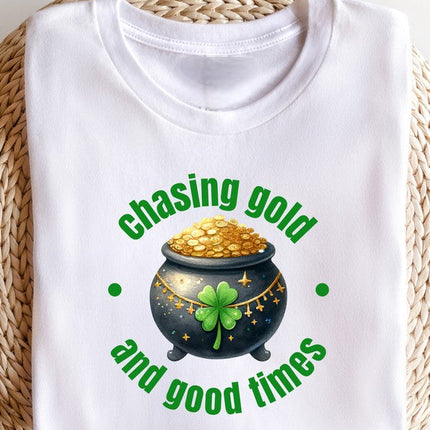 Chasing Gold and Good Times Graphic Crew Neck Tee