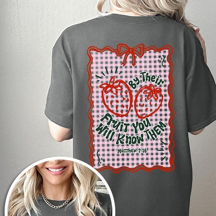 By their Fruit Strawberry Graphic Heavy Cotton Tee