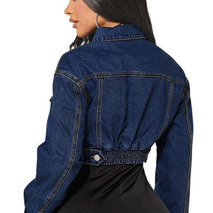 WOMEN FASHION DENIM CROP JACKET