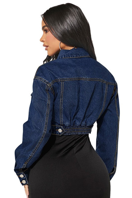 WOMEN FASHION DENIM CROP JACKET