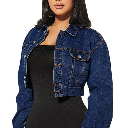 WOMEN FASHION DENIM CROP JACKET