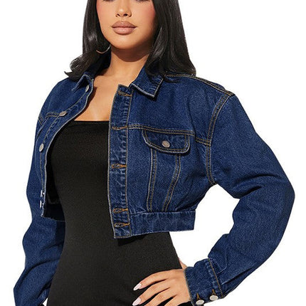 WOMEN FASHION DENIM CROP JACKET