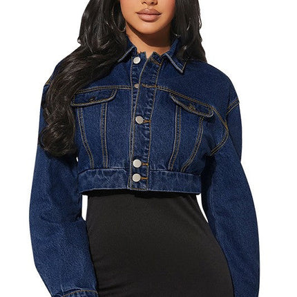 WOMEN FASHION DENIM CROP JACKET