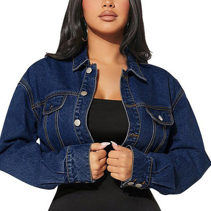WOMEN FASHION DENIM CROP JACKET