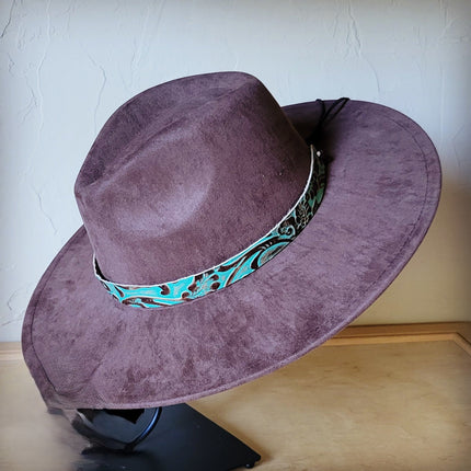 Cowboy Turquoise Western Leather Band w/ Choice of Boho Hat 984y
