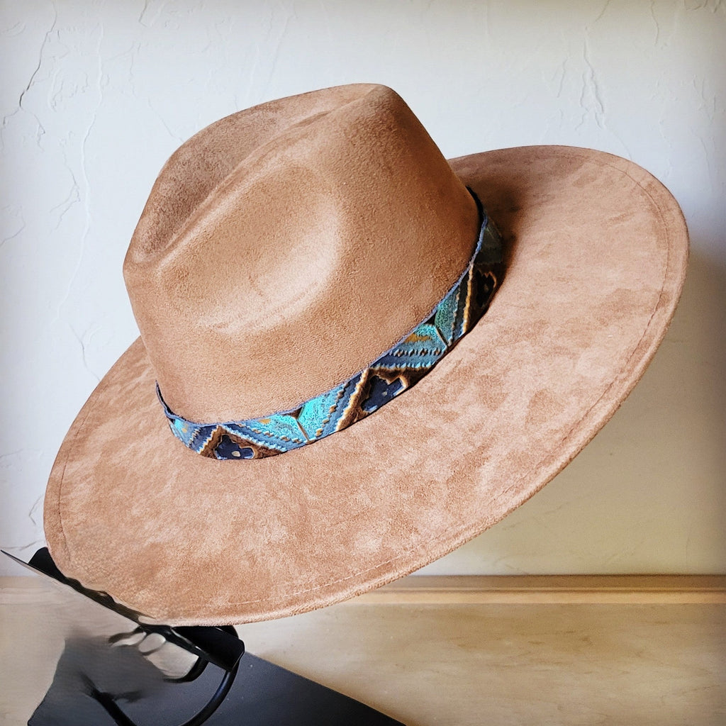 Blue Navajo Western Leather Band w/ Choice of Boho Hat 984x