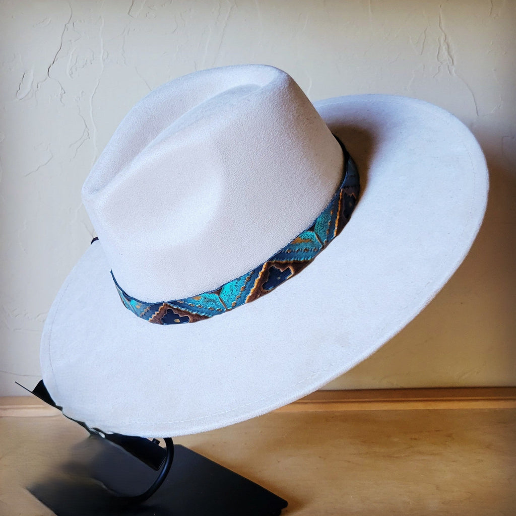 Blue Navajo Western Leather Band w/ Choice of Boho Hat 984x