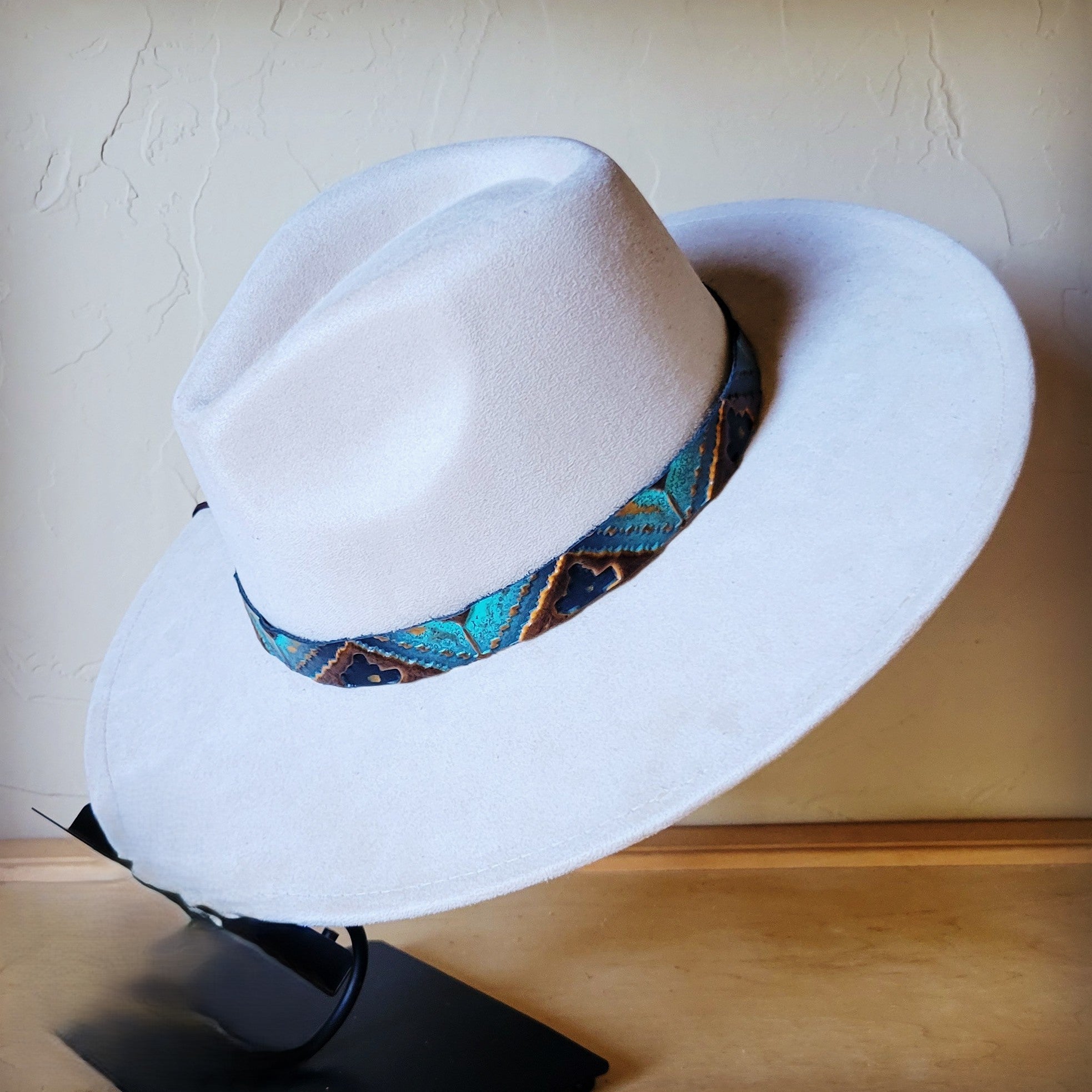 Blue Navajo Western Leather Band w/ Choice of Boho Hat 984x