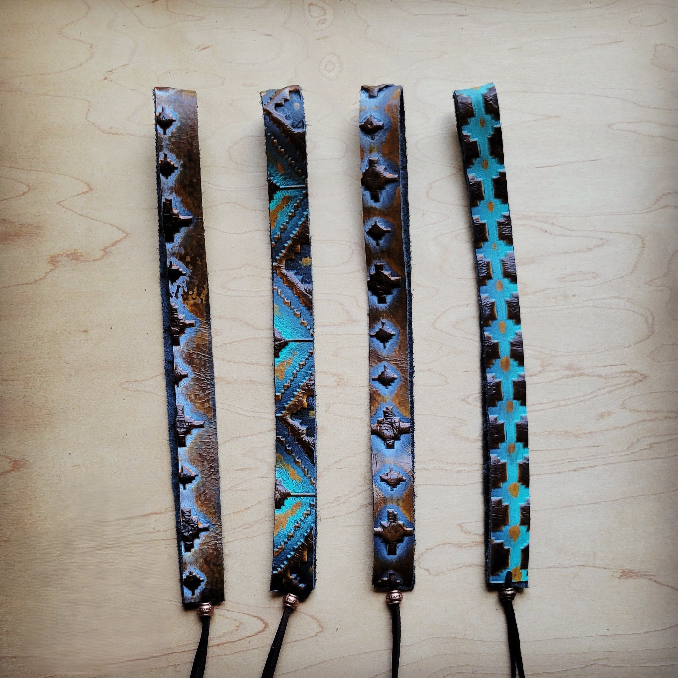 Blue Navajo Western Leather Band w/ Choice of Boho Hat 984x