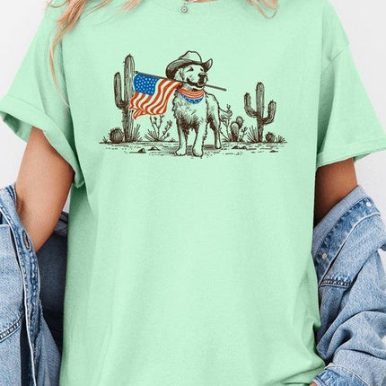 American Cowboy Dog Graphic Heavy Cotton Tee