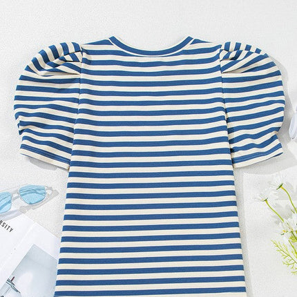 Stripe America Cursive Graphic Puff Sleeve T-shirt