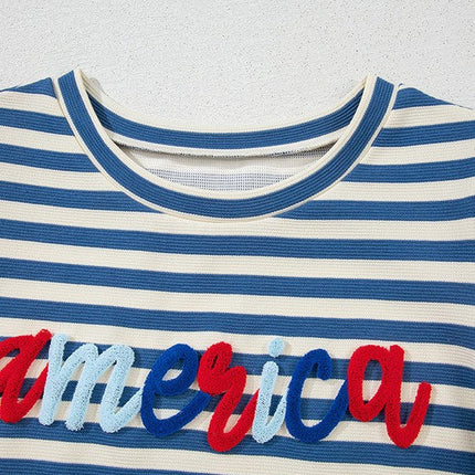 Stripe America Cursive Graphic Puff Sleeve T-shirt