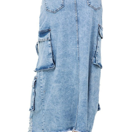 WOMEN FASHION LONG MAXI DENIM SKIRT