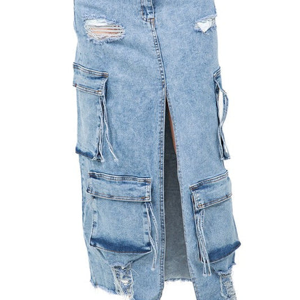 WOMEN FASHION LONG MAXI DENIM SKIRT