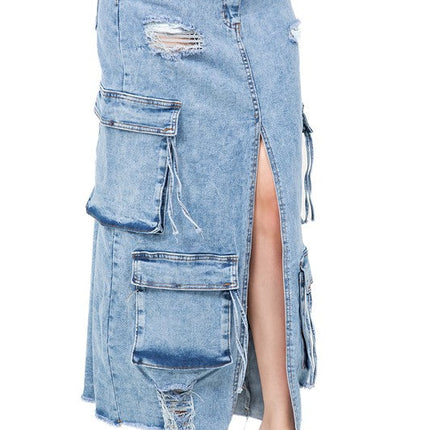 WOMEN FASHION LONG MAXI DENIM SKIRT