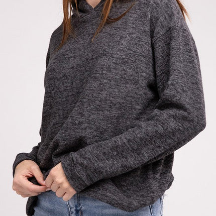 Hooded Brushed Melange Hacci Sweater