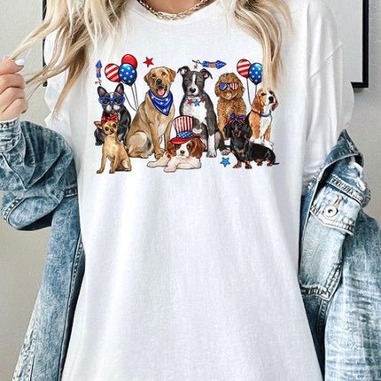 4th of July dogs Graphic Heavy Cotton Tee