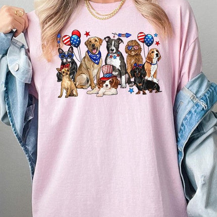 4th of July dogs Graphic Heavy Cotton Tee