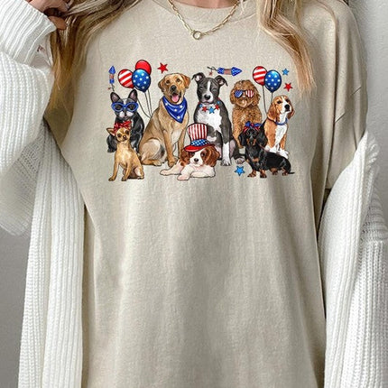 4th of July dogs Graphic Heavy Cotton Tee