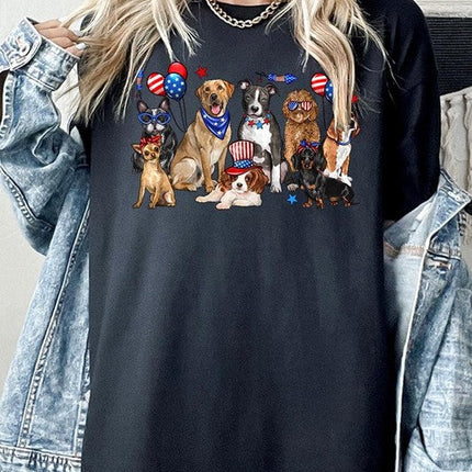 4th of July dogs Graphic Heavy Cotton Tee