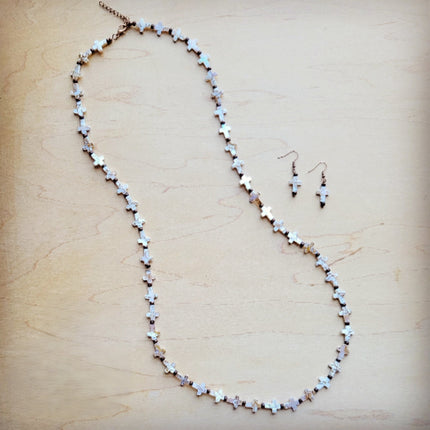 Mother-of-Pearl Cross Earrings 224c