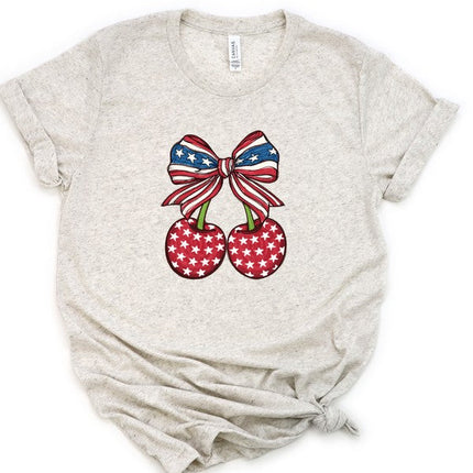 Red White and Blue Patriotic Cherries Tee Shirt