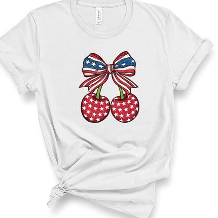 Red White and Blue Patriotic Cherries Tee Shirt