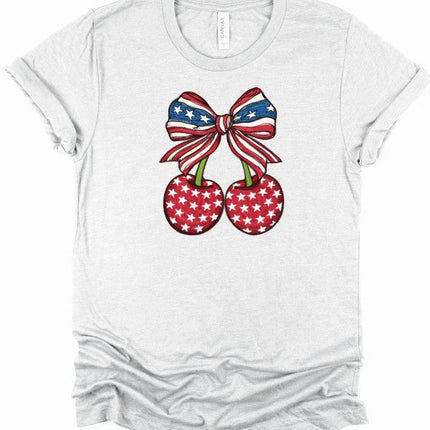 Red White and Blue Patriotic Cherries Tee Shirt