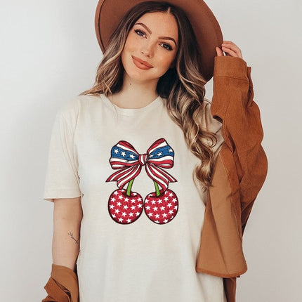Red White and Blue Patriotic Cherries Tee Shirt