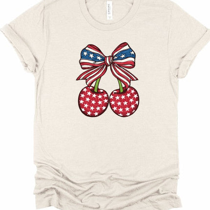Red White and Blue Patriotic Cherries Tee Shirt