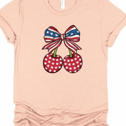 Red White and Blue Patriotic Cherries Tee Shirt