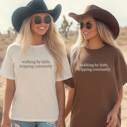 Walking by Faith Tripping Comfort Color Tee