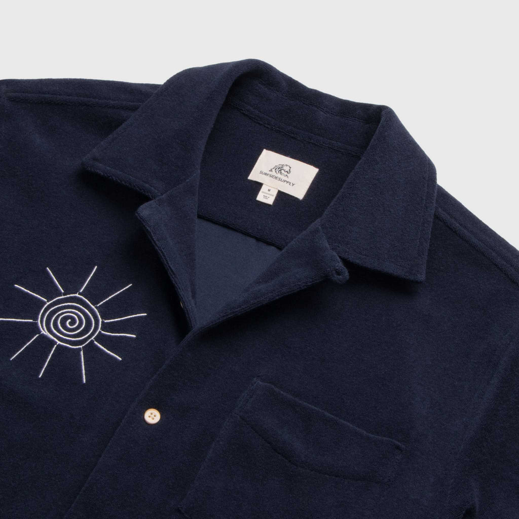Mariner Terry Camp Collar Shirt - Navy Blazer