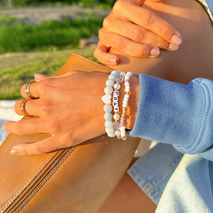 Pray Pearl Letter Bracelet