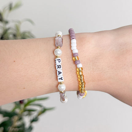 Pray Pearl Letter Bracelet