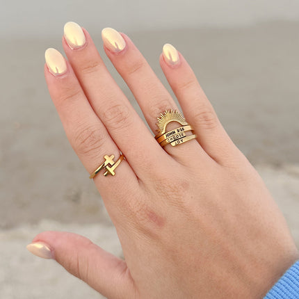 Gold Wrapped Cross Ring