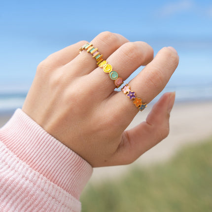 Staggered Enamel Ring