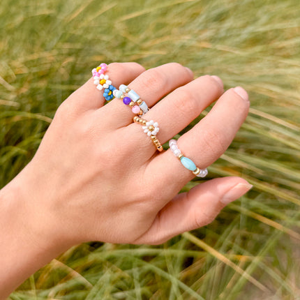 Pastel Beaded Ring Set